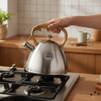 Tea Kettle with Wood Grain Handle Brushed Matte for Kitchen, Coffee Makers
