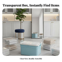 Clear Stackable Bin with Lid and Casters Large Capacity Organizer Box Debris-resistantResistant Long-Lasting for Families
