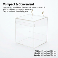 Bird Bath Box with Hooks, Transparent Acrylic Bird Bath Tub for Cage, Parrot Bath Box for Pet Bathin - Image 3