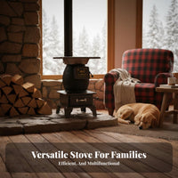 Cast Iron Heating Stove, Thickened Multi-Fuel, Home Use, Energy Efficient, Fast Heating, Sealed for Indoor Use