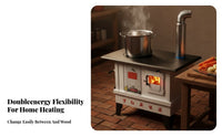 Indoor Wood Stove, Energy-Saving Smokeless Heating heater, Multi-Functional Rural Fireplace for Winter
