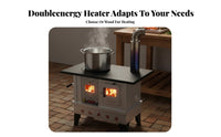 Indoor Wood Stove, Energy-Saving Smokeless Heating heater, Multi-Functional Rural Fireplace for Winter