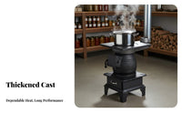 Cast Iron Heating Stove, Thickened Material, Charcoal/Wood Compatible, Indoor Home & Rural Heater, Multi-Purpose