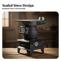 Cast Iron Heating Stove, Thickened Material, Charcoal/Wood Compatible, Indoor Home & Rural Heater, Multi-Purpose