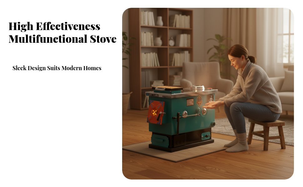 Energy-Saving Heating Stove, Multi-Functional Boiler, Home Heating & Cooking, Thickened Design