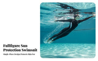 Full Coverage Swimsuit, Long Sleeve Zip Rash Guard, Sun Protection, Chest Pad