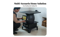 Indoor Cast Iron Heating Stove, Wood/Coal Dual Energy, Smokeless Winter Heater, Multi-Functional Cooking, Rural Household Use
