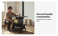 Indoor Cast Iron Heating Stove, Wood/Coal Dual Energy, Smokeless Winter Heater, Multi-Functional Cooking, Rural Household Use