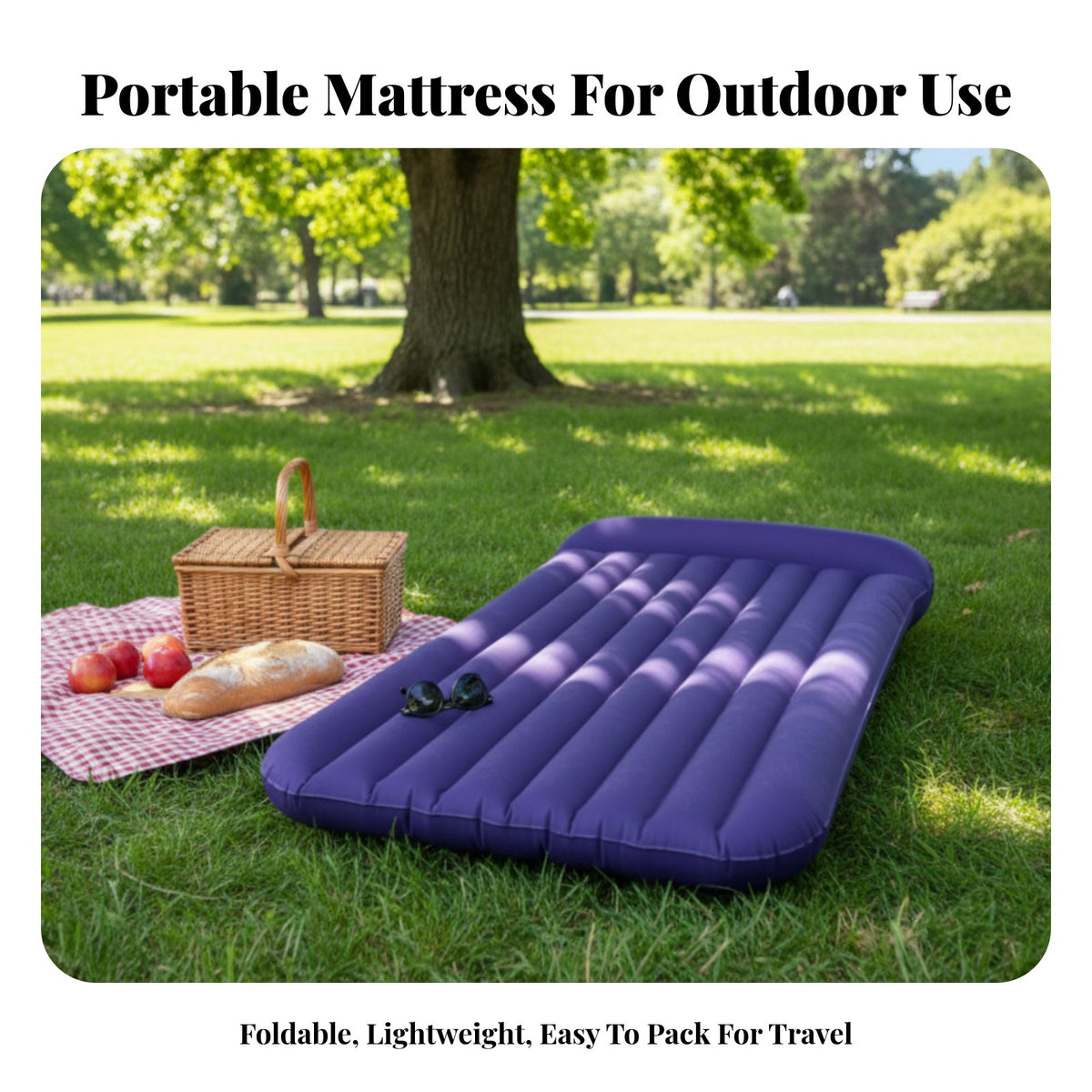 Inflatable Mattress, Camping Air Bed, Foldable Moisture-Resistant Mat, Portable Outdoor Sleeping Pad