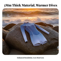 Women's 3mm Wetsuit, One-Piece, Long Sleeve, Quick Dry, Thermal Surf Suit
