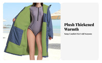 Wearable Thick Fleece Bath Towel Robe, Waterproof Quick-Dry Poncho for Adults, Autumn and Winter, Swimming, Surfing, Beach