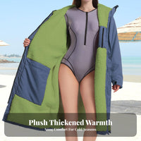 Wearable Thick Fleece Bath Towel Robe, Waterproof Quick-Dry Poncho for Adults, Autumn and Winter, Swimming, Surfing, Beach