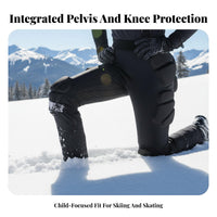 Kids Ski Protective Pants, Integrated Pelvis & Knee Pads, Anti-Fall Snowboard Inner Gear Set
