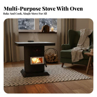 Heating Stove Fireplace, Smokeless Gasification, Indoor Use, Large Fire Window, Built-in Oven