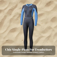 Women's Long Sleeve Wetsuit, One-Piece Swimsuit, Sun Protection, Slimming, Surfing, New Design