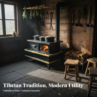 Tibetan Wood Burning Stove, Indoor Heating Stove, Home Fireplace, Steel Plate, Winter Room Use