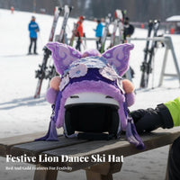 Ski Helmet Cover, Chinese Plush Lion Dance, Winter Outdoor Unisex