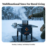 Indoor Wood Burning Stove, Multi-Functional Heater for Home, Rural Cooking, Thickened Manganese Steel, Winter Use