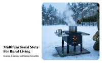 Indoor Wood Burning Stove, Multi-Functional Heater for Home, Rural Cooking, Thickened Manganese Steel, Winter Use