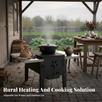 Indoor Wood Burning Stove, Multi-Functional Heater for Home, Rural Cooking, Thickened Manganese Steel, Winter Use