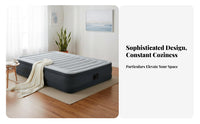 Luxury Double tier Air Mattress, Flocked Inflatable Bed with Built-in Electric Pump, Grey cream, Double Size