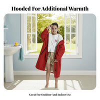 Children's Hooded Fleece Cape, Waterproof Bath Towel, Windproof, Warm, Outdoor, Home