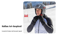 Ski Helmet, Italian Graphic Design, FIS 6.8 Certified complete coverage winter Sports Helmet, Geometric Pattern