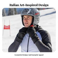 Ski Helmet, Italian Graphic Design, FIS 6.8 Certified complete coverage winter Sports Helmet, Geometric Pattern