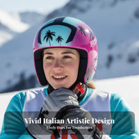 Ski Helmet, Italian Graphic Design, FIS 6.8 Certified complete coverage winter Sports Helmet, Geometric Pattern