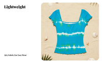 Handmade Tie-Dye T-Shirt, Beach Skirt, Slit Maxi Skirt, Women's Short & Long Sleeve Series
