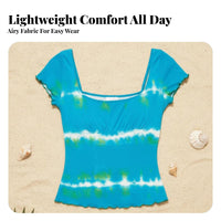 Handmade Tie-Dye T-Shirt, Beach Skirt, Slit Maxi Skirt, Women's Short & Long Sleeve Series