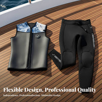 Diving Suit, Split Wetsuit Vest Jacket, 3mm Long Pants, Sleeveless, pairs, Men, Women, Surfing