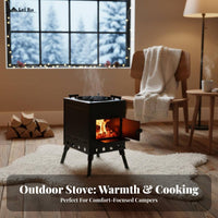 Outdoor Camping Firewood Stove, Portable Wood Burning Heater, Foldable Cooking Stove for Winter Indoor Outdoor Heating
