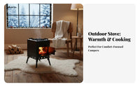 Outdoor Camping Firewood Stove, Portable Wood Burning Heater, Foldable Cooking Stove for Winter Indoor Outdoor Heating
