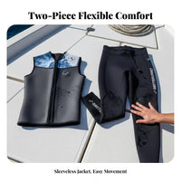 Diving Suit, Split Wetsuit Vest Jacket, 3mm Long Pants, Sleeveless, pairs, Men, Women, Surfing