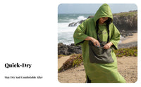 Towel Robe, Quick-Dry water Coat, Beach Poncho, Absorbent, Sun Protection, Windproof, Portable Changing