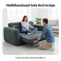 Double Inflatable Sofa Bed, Multifunctional Foldable Air Couch for Living Room, Soft Flocked Surface, Lazy Sofa