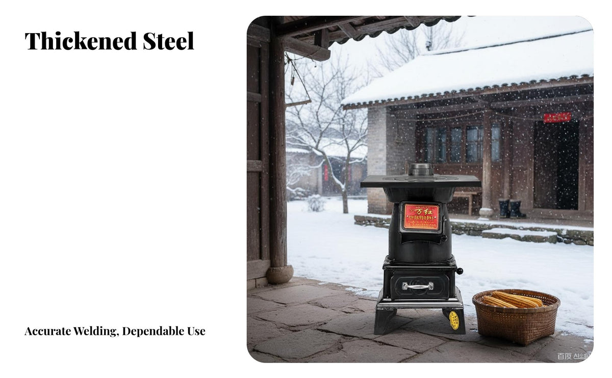 Thickened Steel Wood Coal Stove, Indoor Heating Stove, Multi-Use Home Fireplace