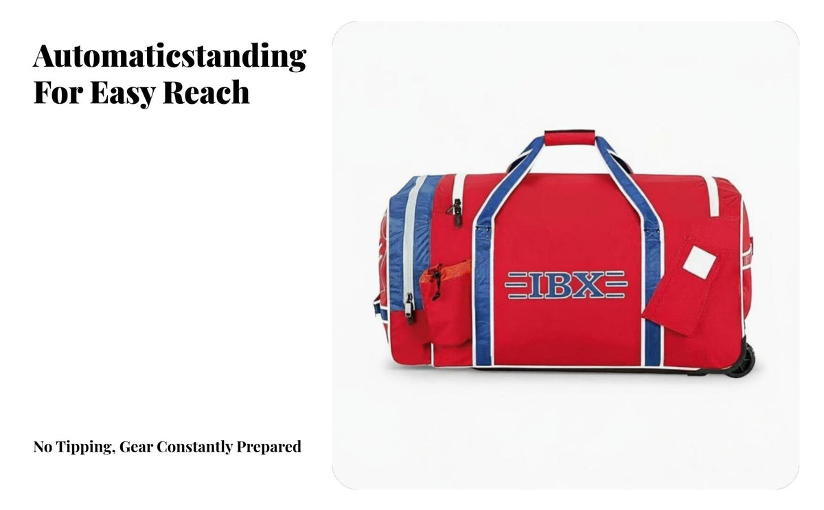 Ice Sports Gear Bag, Protective Equipment Storage, Wheeled Trolley, Automatic Standing, Youth & Adult