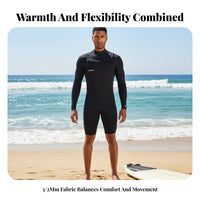 Men's 3/2mm Chest fastener Wetsuit, Thermal Yamamoto Lining, super Stretch, Paddle Board wave riding Suit