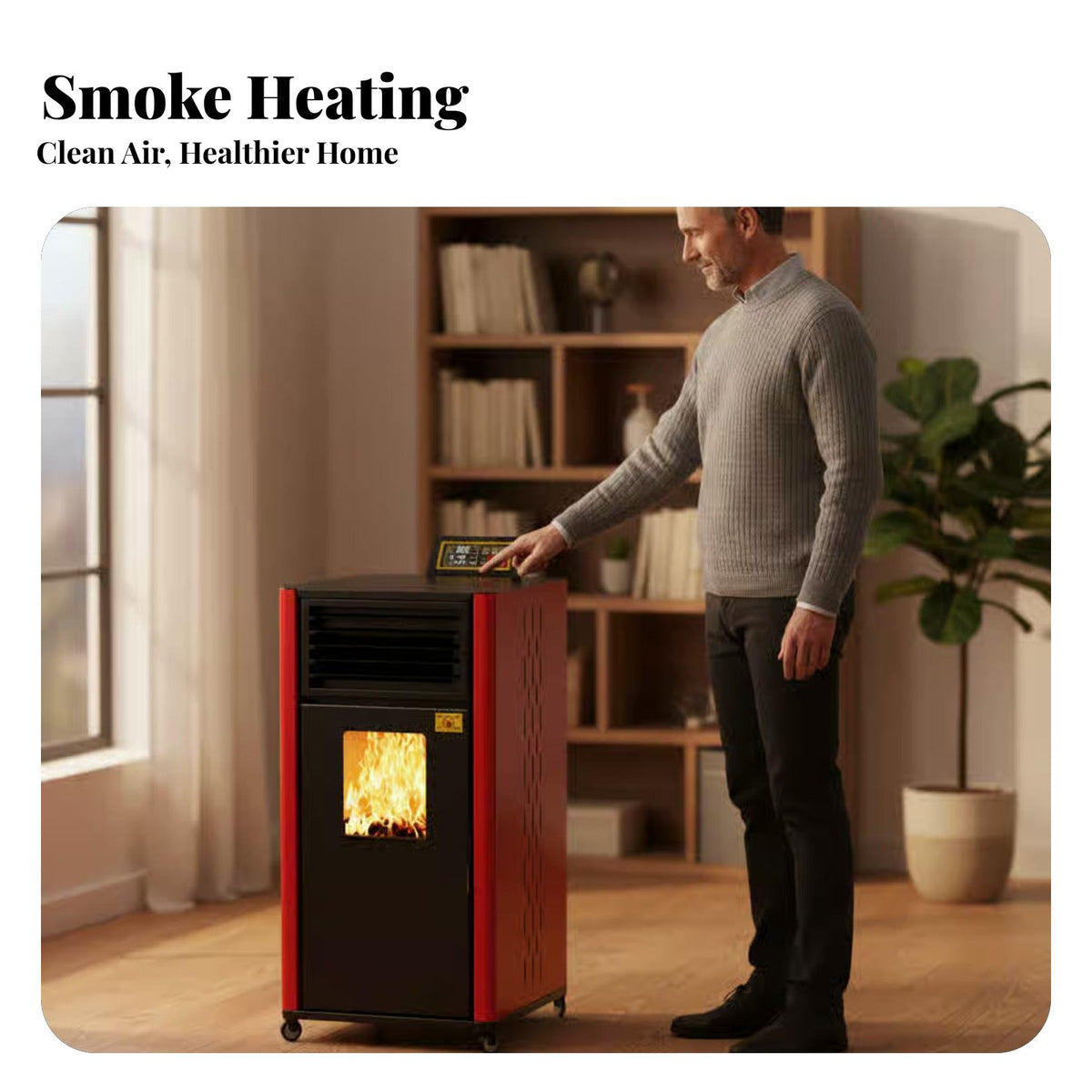 Biomass Heater, Smart Indoor Smokeless Heating Stove, Small Home Winter Appliance