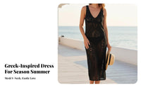 Women's Beach Dress, Black Knit, Greek Inspired, Summer, Sleeveless, Relaxed