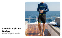 Long Sleeve Swim Shirt Set Jellyfish Protection Suit Stretch Material Couples Matching Swim Attire for Men