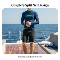 Long Sleeve Swim Shirt Set Jellyfish Protection Suit Stretch Material Couples Matching Swim Attire for Men