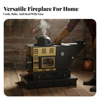 Wood Burning Fireplace, Three-Sided Viewing pane, Smokeless Heating Stove for Indoor Rural Home