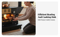 Wood Burning Fireplace, Three-Sided Viewing pane, Smokeless Heating Stove for Indoor Rural Home