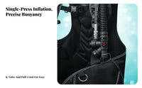 BCD Buoyancy Compensator, underwater Diving Jacket, rear Inflation, Large Weight Pocket, Professional Deep Diving