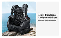 BCD Buoyancy Compensator, underwater Diving Jacket, rear Inflation, Large Weight Pocket, Professional Deep Diving