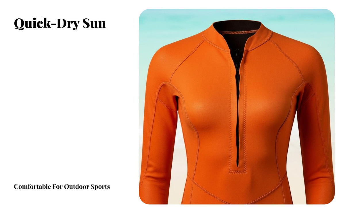 Women's single Piece Wetsuit, Long Sleeve Rash Guard Swimsuit, Sun Protection, Quick Dry Fit for Swimming, Snorkeling, Beach