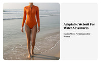 Women's single Piece Wetsuit, Long Sleeve Rash Guard Swimsuit, Sun Protection, Quick Dry Fit for Swimming, Snorkeling, Beach